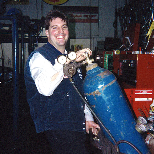 Peter Solly in garage